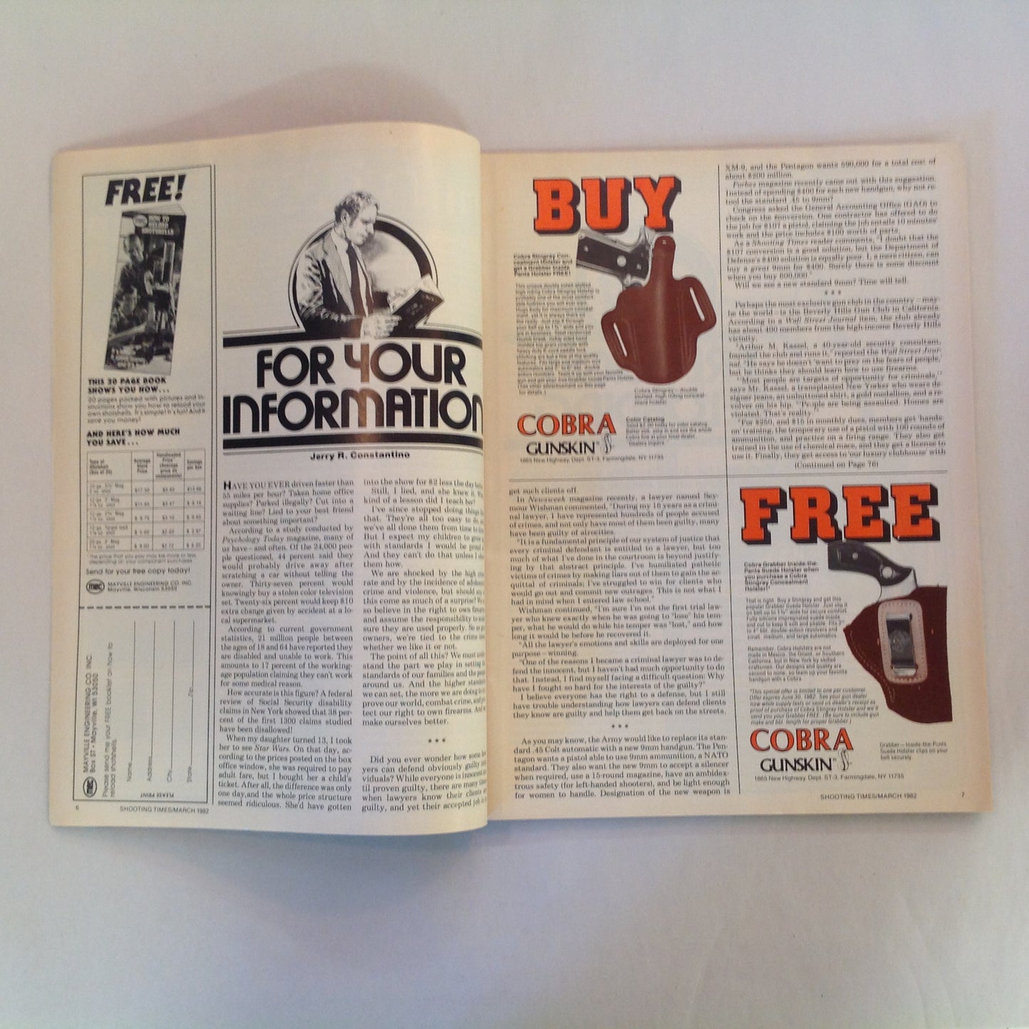 Vintage Mar 1982 Shooting Times Magazine Weaver's Stainless Scope Handloading Bonus: Casting Bullets Abilene Single Action Six Guns