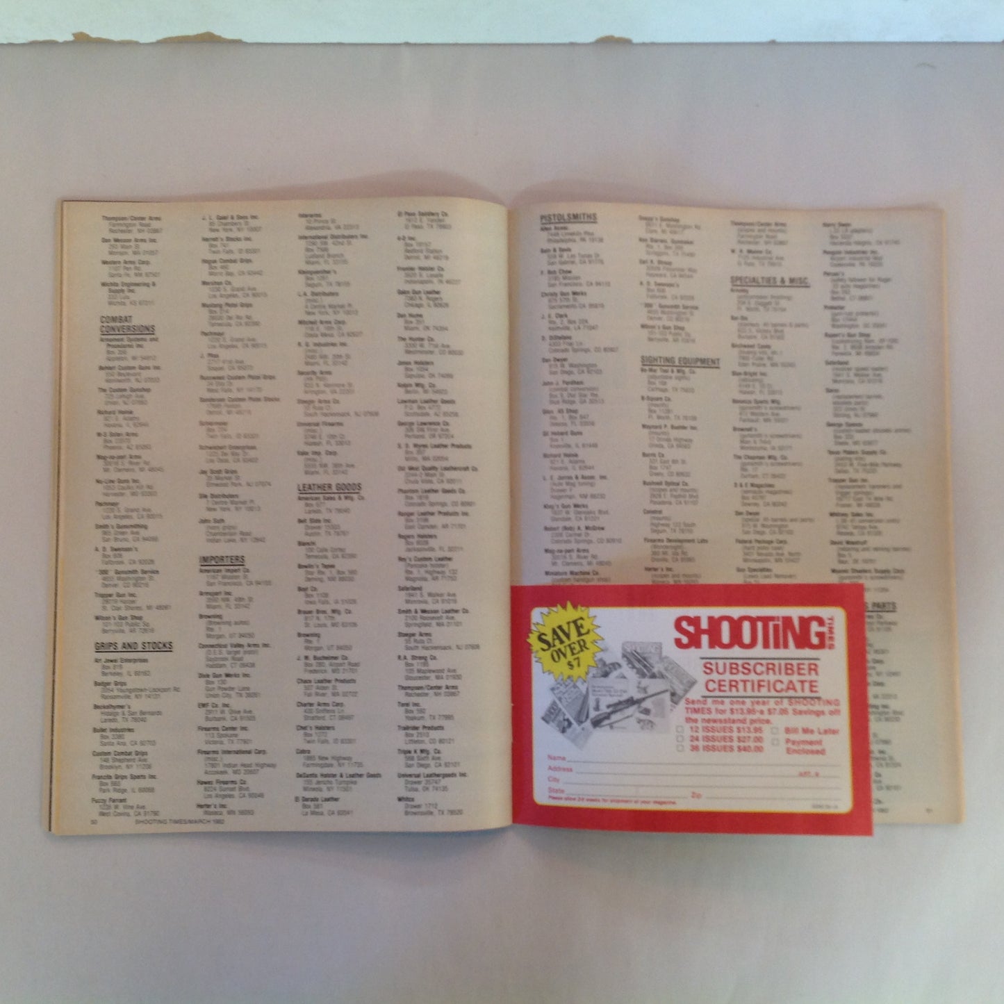 Vintage Mar 1982 Shooting Times Magazine Weaver's Stainless Scope Handloading Bonus: Casting Bullets Abilene Single Action Six Guns