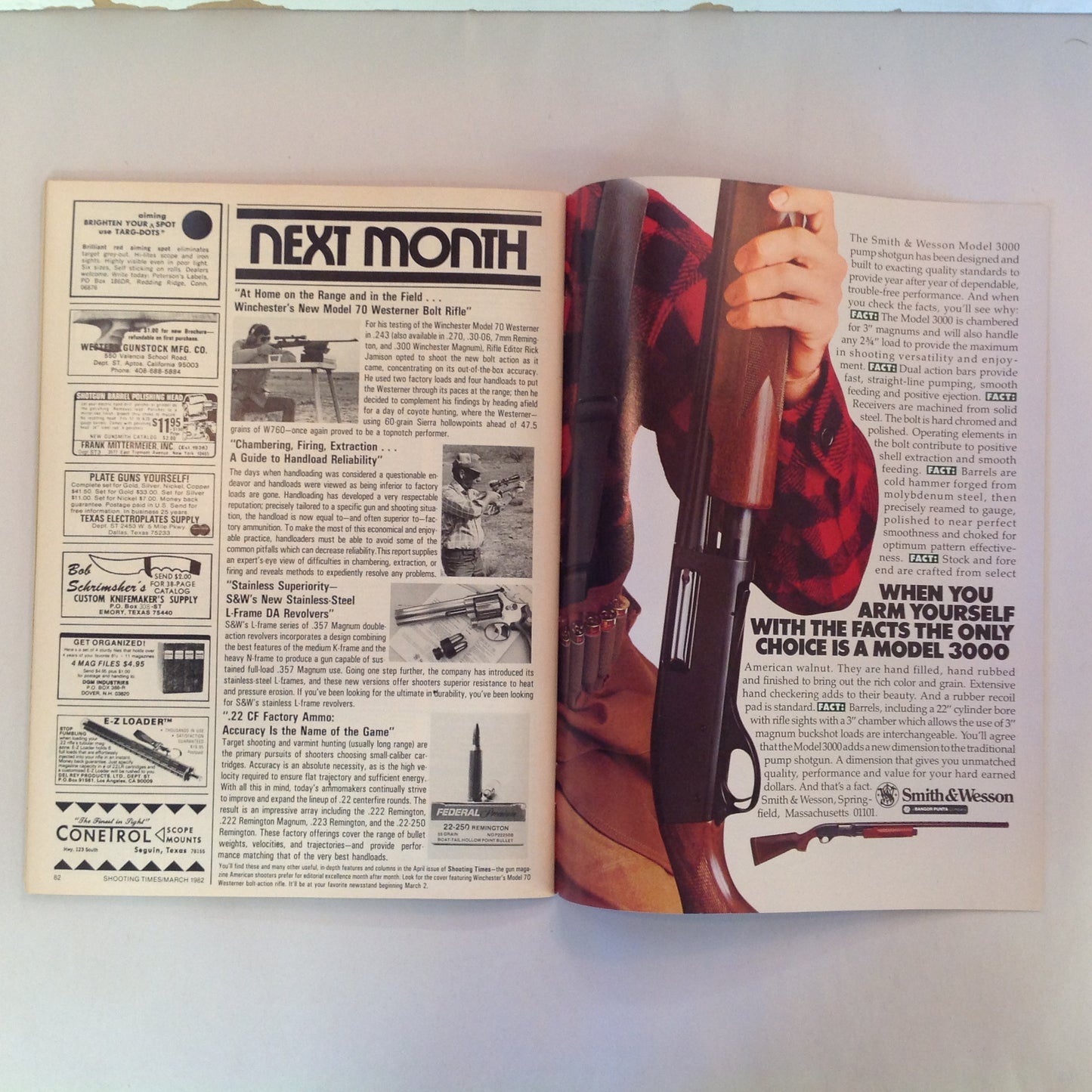 Vintage Mar 1982 Shooting Times Magazine Weaver's Stainless Scope Handloading Bonus: Casting Bullets Abilene Single Action Six Guns