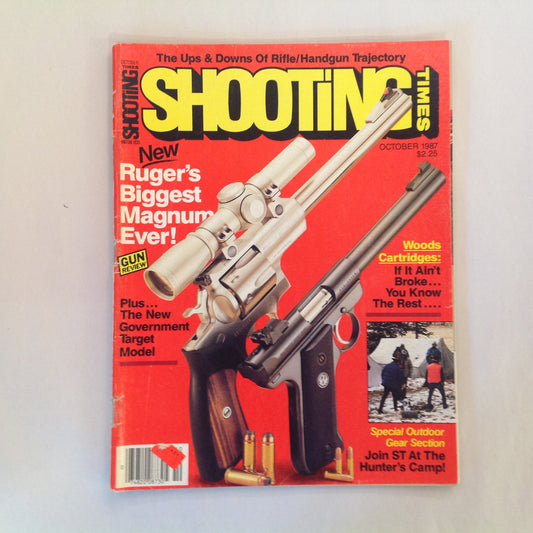 Vintage Oct 1987 Shooting Times Magazine Ruger's Biggest Magnum Ever New Government Target Model Woods Cartridges