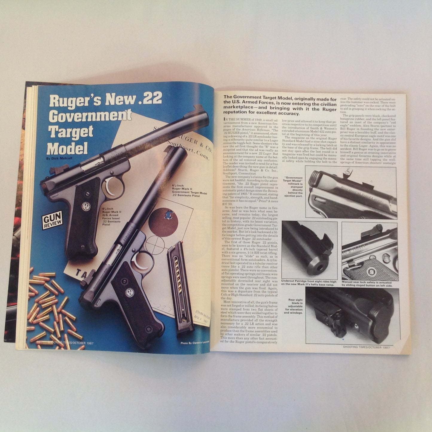 Vintage Oct 1987 Shooting Times Magazine Ruger's Biggest Magnum Ever New Government Target Model Woods Cartridges