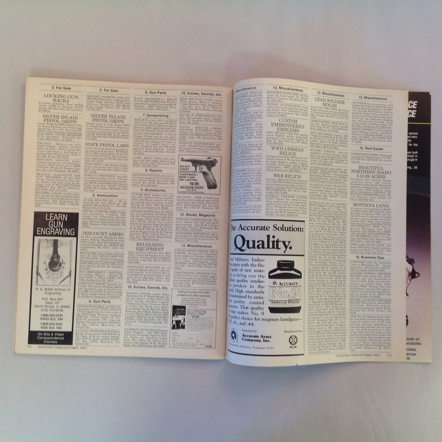 Vintage Oct 1987 Shooting Times Magazine Ruger's Biggest Magnum Ever New Government Target Model Woods Cartridges