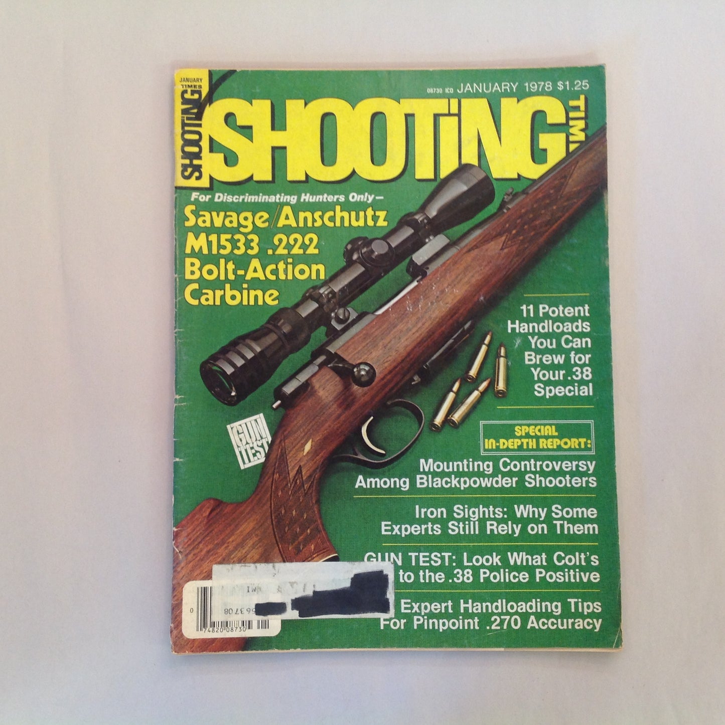 Vintage Jan 1978 Shooting Times Magazine Savage/Anschutz M1533 .222 Bolt-Action Carbine