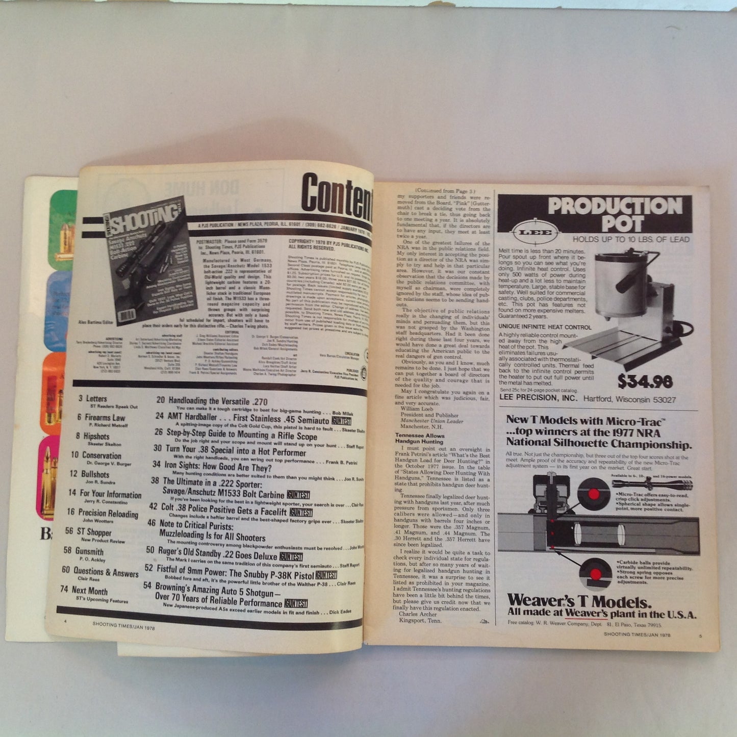 Vintage Jan 1978 Shooting Times Magazine Savage/Anschutz M1533 .222 Bolt-Action Carbine