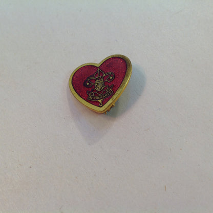 Vintage Small Enamel Heart-Shaped Boy Scouts of America Pin Be Prepared Eagle Fleur-de-Lis