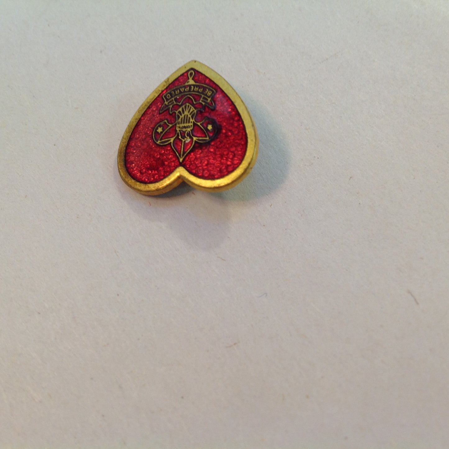 Vintage Small Enamel Heart-Shaped Boy Scouts of America Pin Be Prepared Eagle Fleur-de-Lis