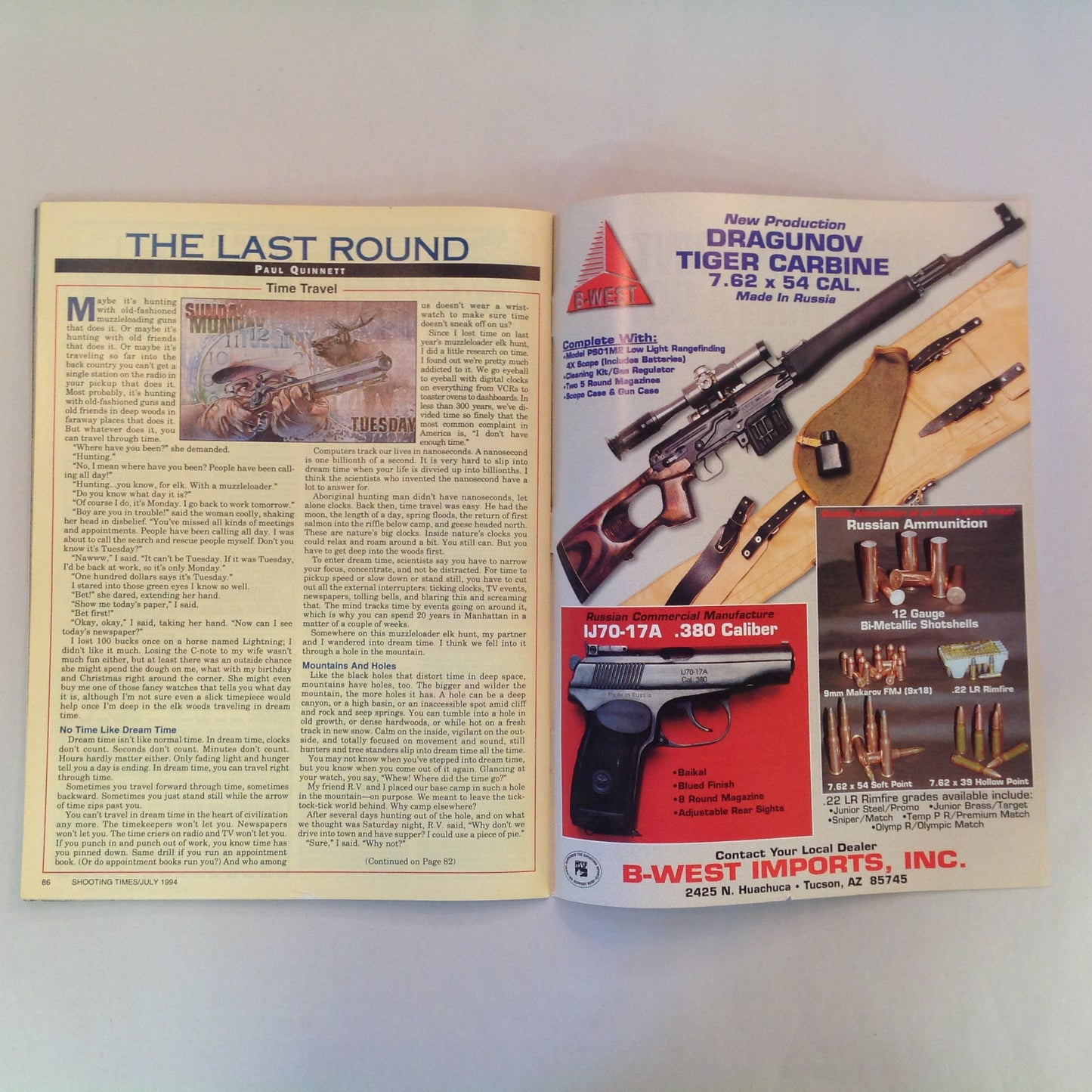Vintage Jul 1994 Shooting Times Magazine Beretta's 9mm Marches On Guns of the Old West .270 .280 .30-06