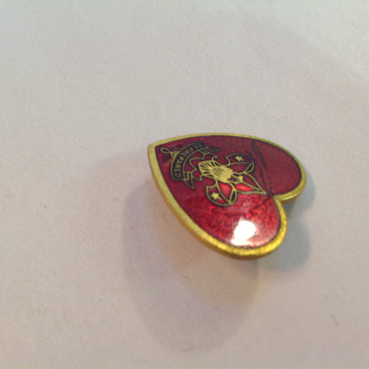 Vintage Small Enamel Heart-Shaped Boy Scouts of America Pin Be Prepared Eagle Fleur-de-Lis