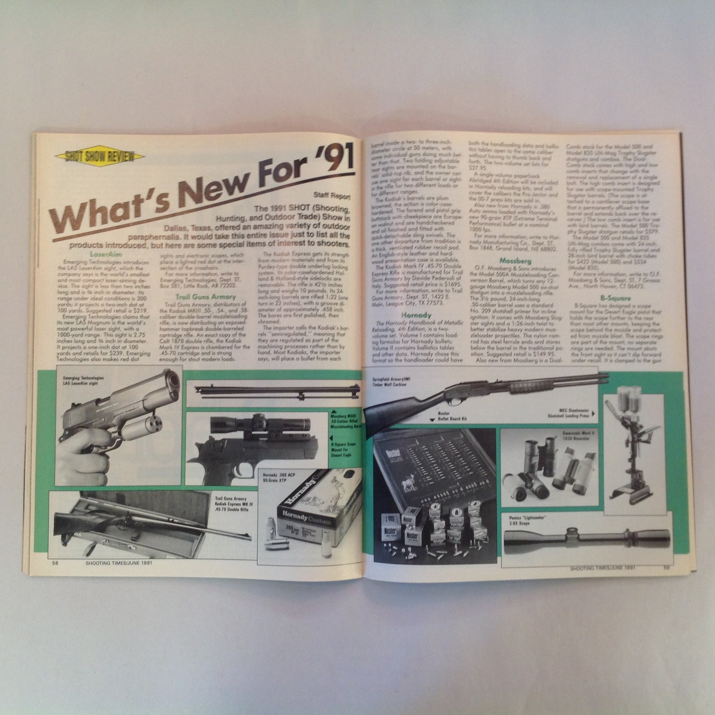 Vintage Jun 1991 Shooting Times Magazine Ruger's New Wave 9mm Autos and Revolvers Extended Range Ammo Remington Model 600