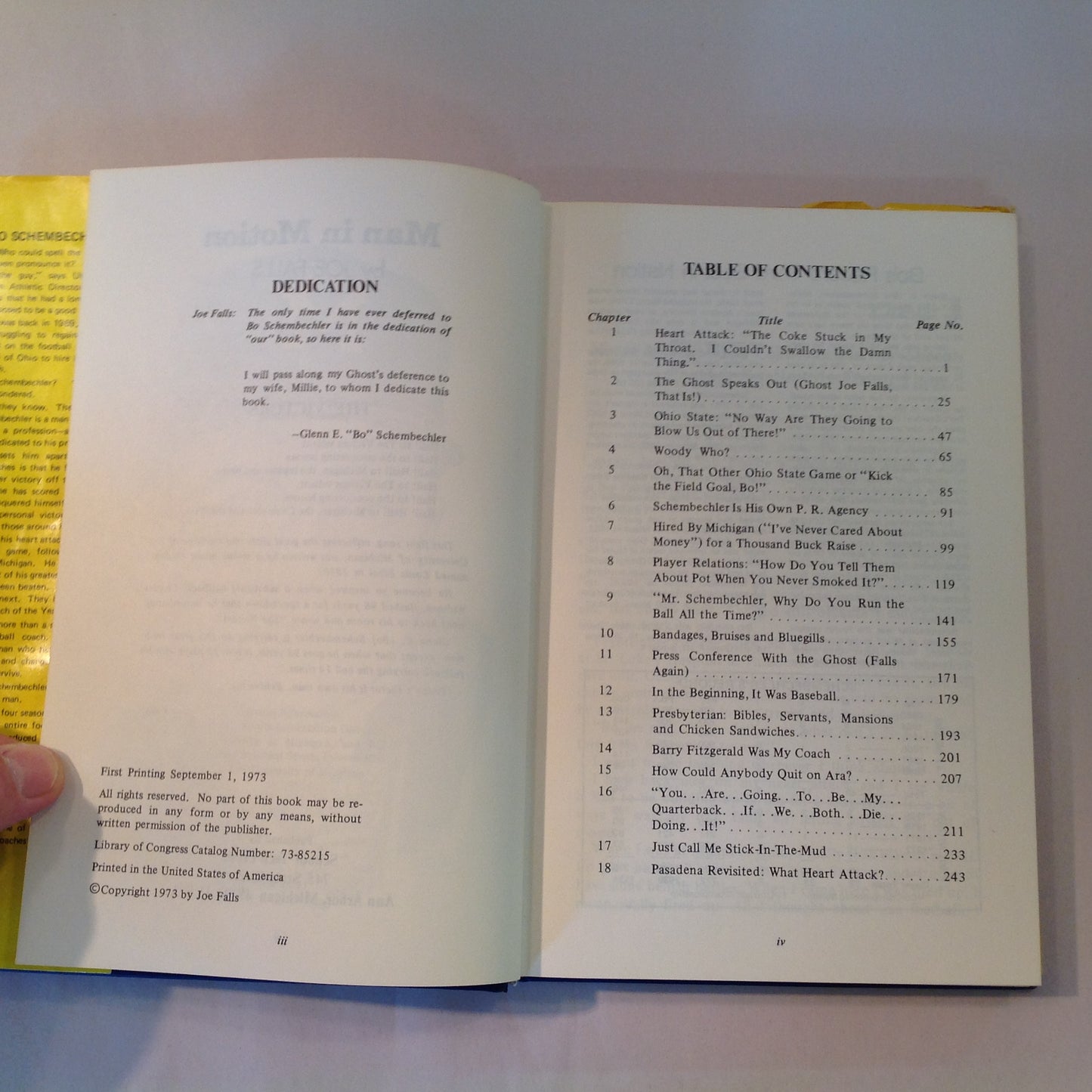 Vintage 1973 Hardcover Bo Schembechler: Man In Motion Joe Falls First Edition