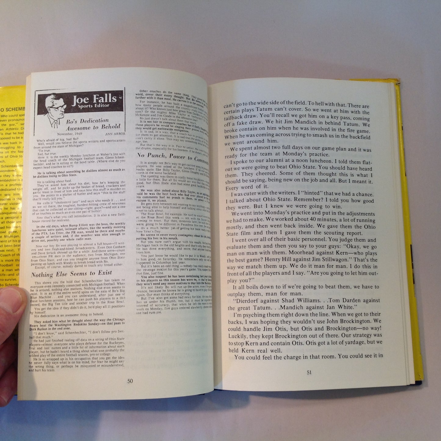 Vintage 1973 Hardcover Bo Schembechler: Man In Motion Joe Falls First Edition