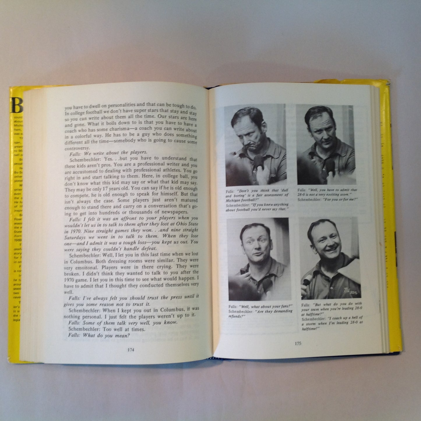 Vintage 1973 Hardcover Bo Schembechler: Man In Motion Joe Falls First Edition