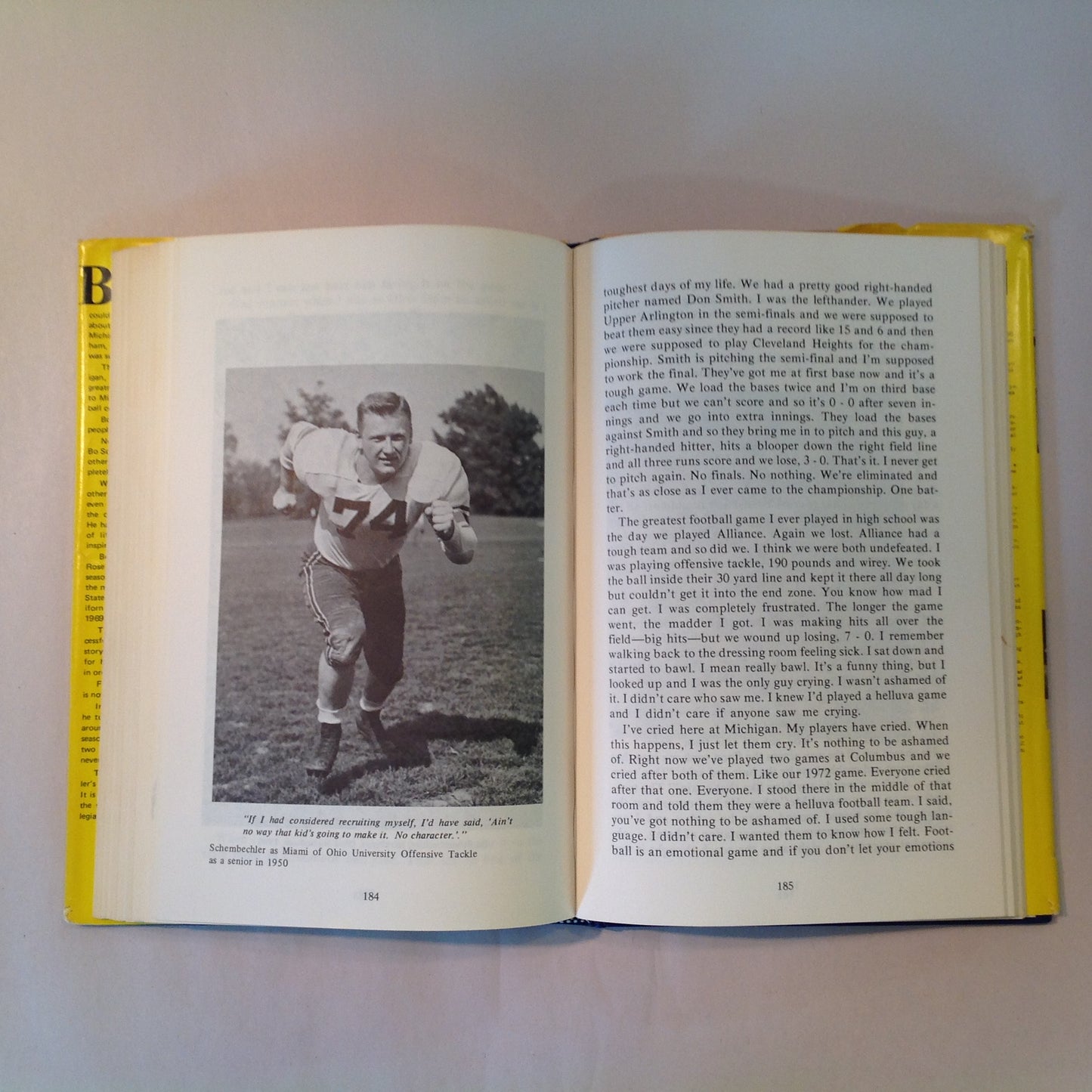 Vintage 1973 Hardcover Bo Schembechler: Man In Motion Joe Falls First Edition