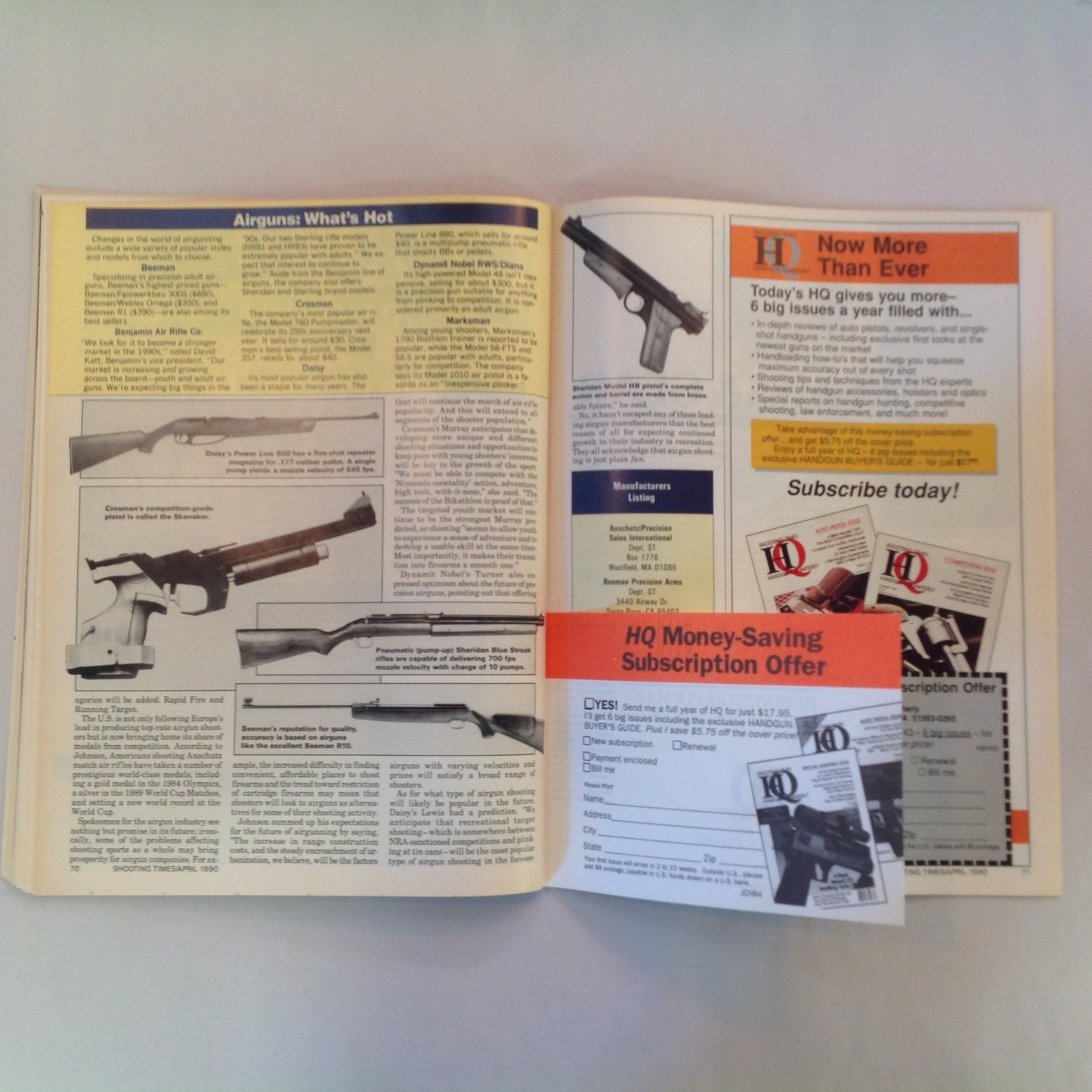 Vintage Apr 1990 Shooting Times Magazine .40 S&W Model 4006 Exclusive Cartridge/Gun Reports Win a Safari!