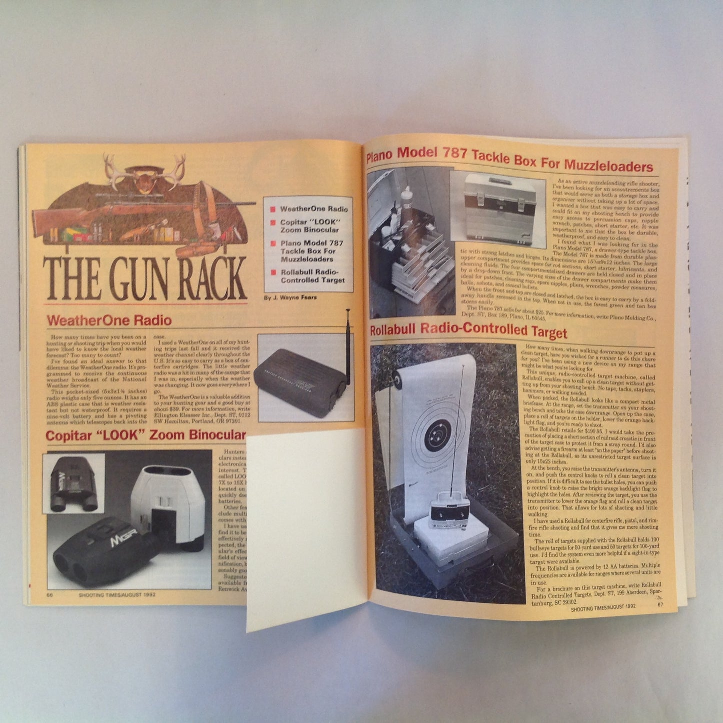 Vintage Aug 1992 Shooting Times Magazine Ruger .22/.45 Auto Pistol .44 Special Five Shot Revolvers 4000fps Cartridges