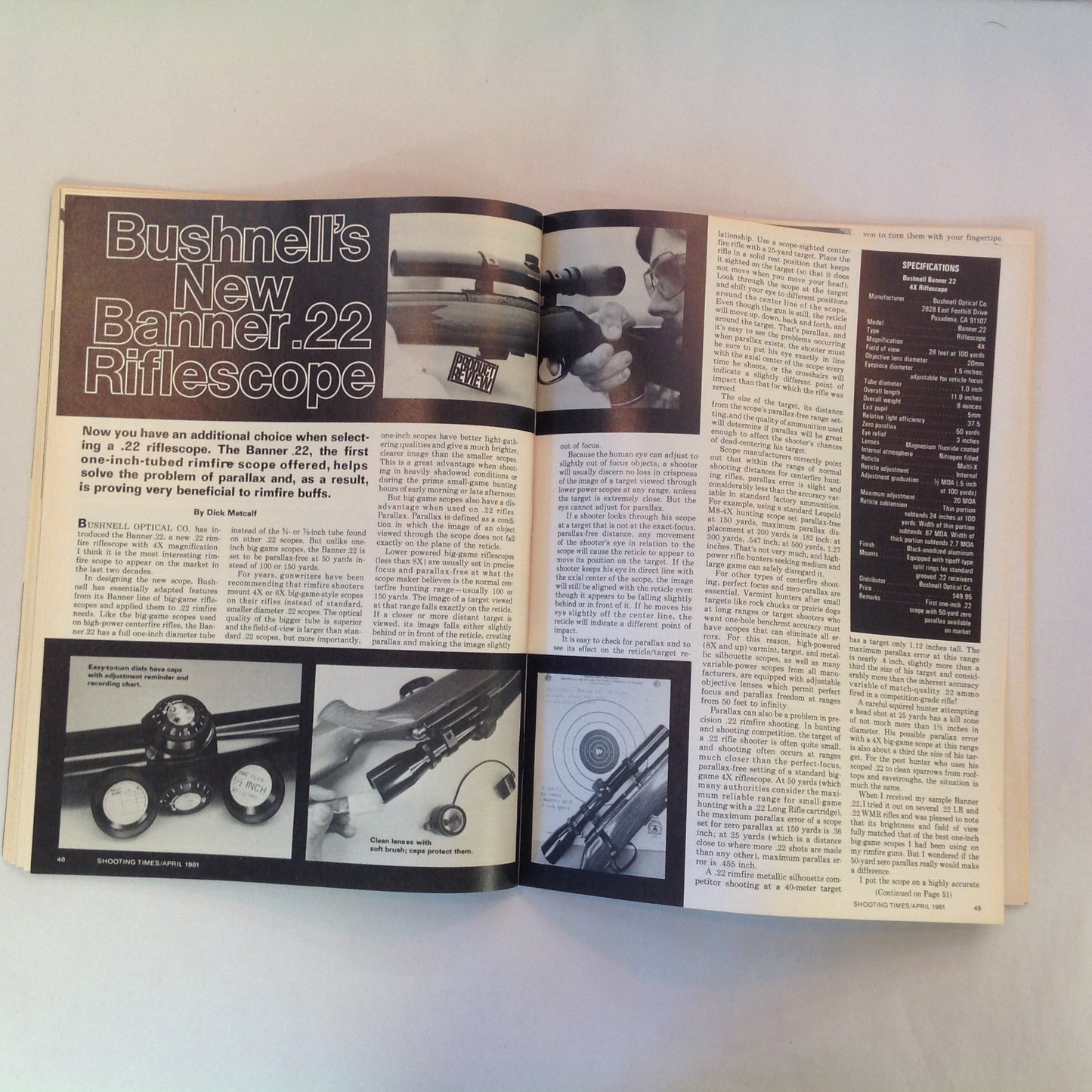 Vintage Apr 1981 Shooting Times Magazine Remington M700 Varmint Special Browning BBR .270 Bolt Rifle