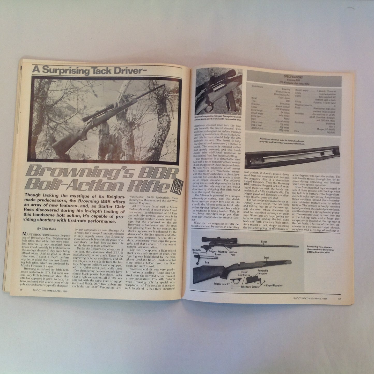 Vintage Apr 1981 Shooting Times Magazine Remington M700 Varmint Special Browning BBR .270 Bolt Rifle
