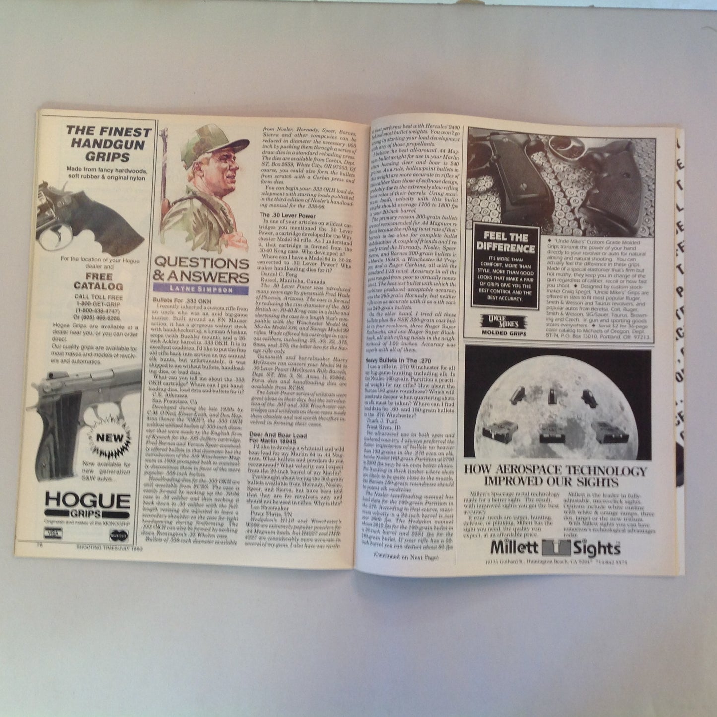 Vintage Jun 1992 Shooting Times Magazine .40 S&W Vs .45 ACP Classic .22 Rifles Black Talon Winchester