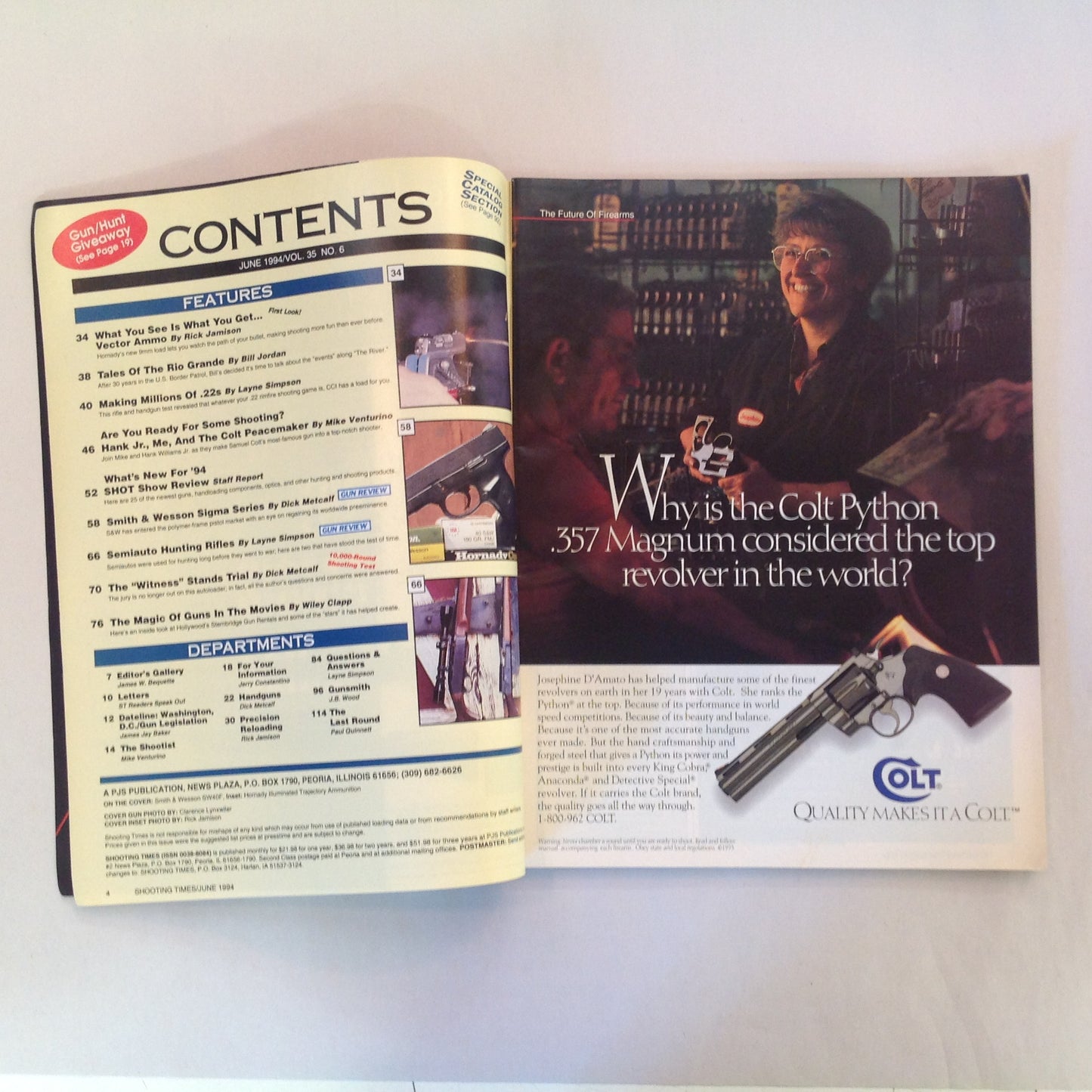 Vintage Jun 1994 Shooting Times Magazine 25 New Guns & Shooting Products S&W Sigma Series Semiautos as Hunting Rifles Hornady Vector Ammo