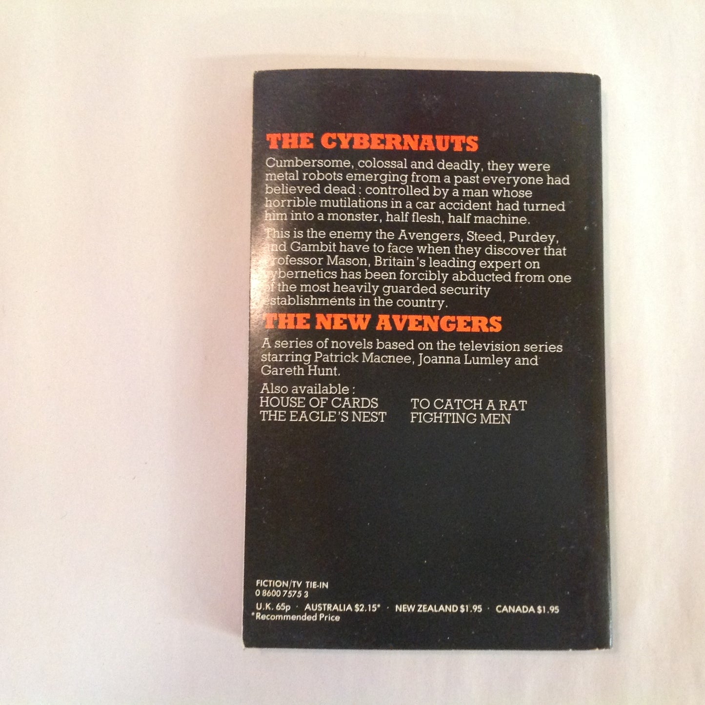 Vintage 1977 Mass Market Paperback The New Avengers: The Cybernauts Peter Cave