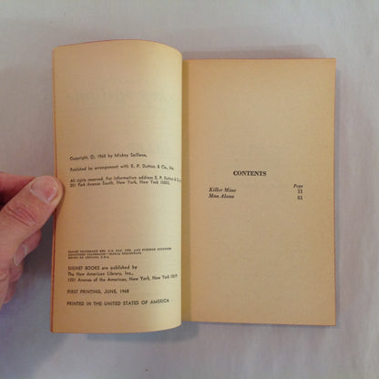 Vintage 1968 Mass Market Paperback Killer Mine Mickey Spillane First US Edition