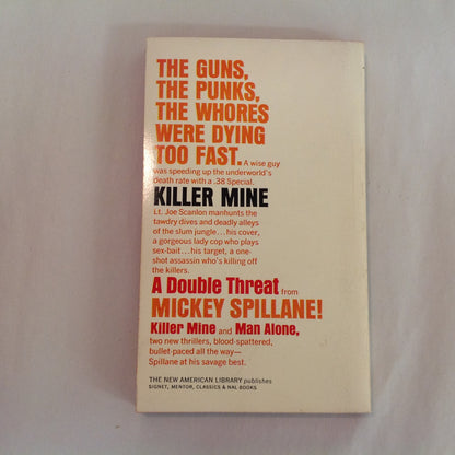 Vintage 1968 Mass Market Paperback Killer Mine Mickey Spillane First US Edition