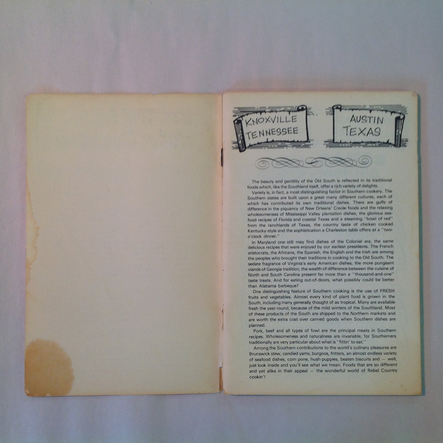 Vintage 1972 Paperback Cookin' In Rebel County Baxter Lane