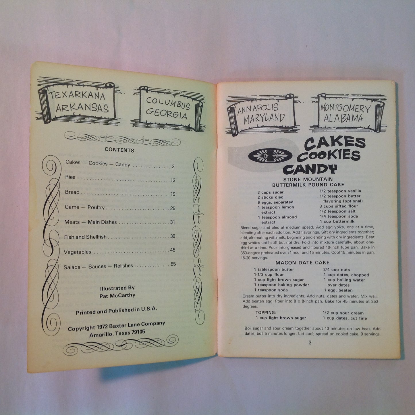 Vintage 1972 Paperback Cookin' In Rebel County Baxter Lane