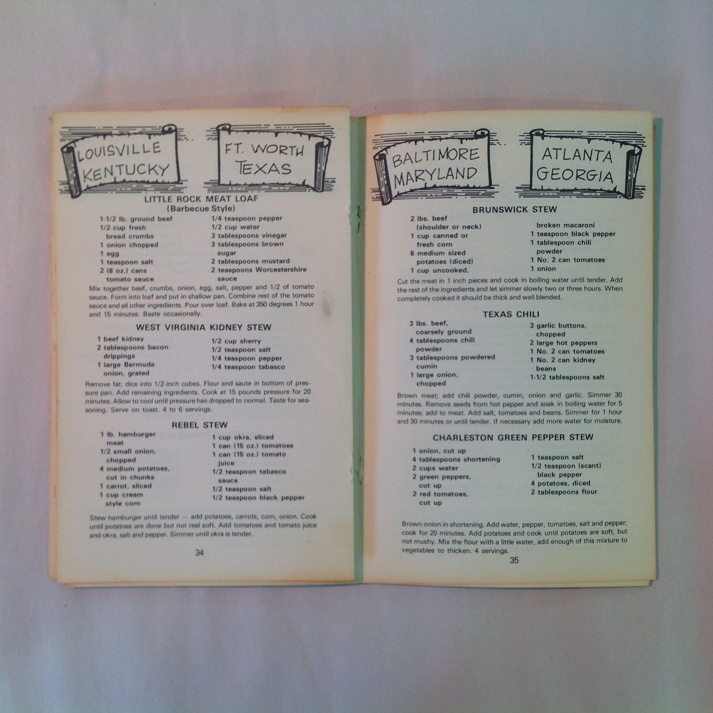 Vintage 1972 Paperback Cookin' In Rebel County Baxter Lane