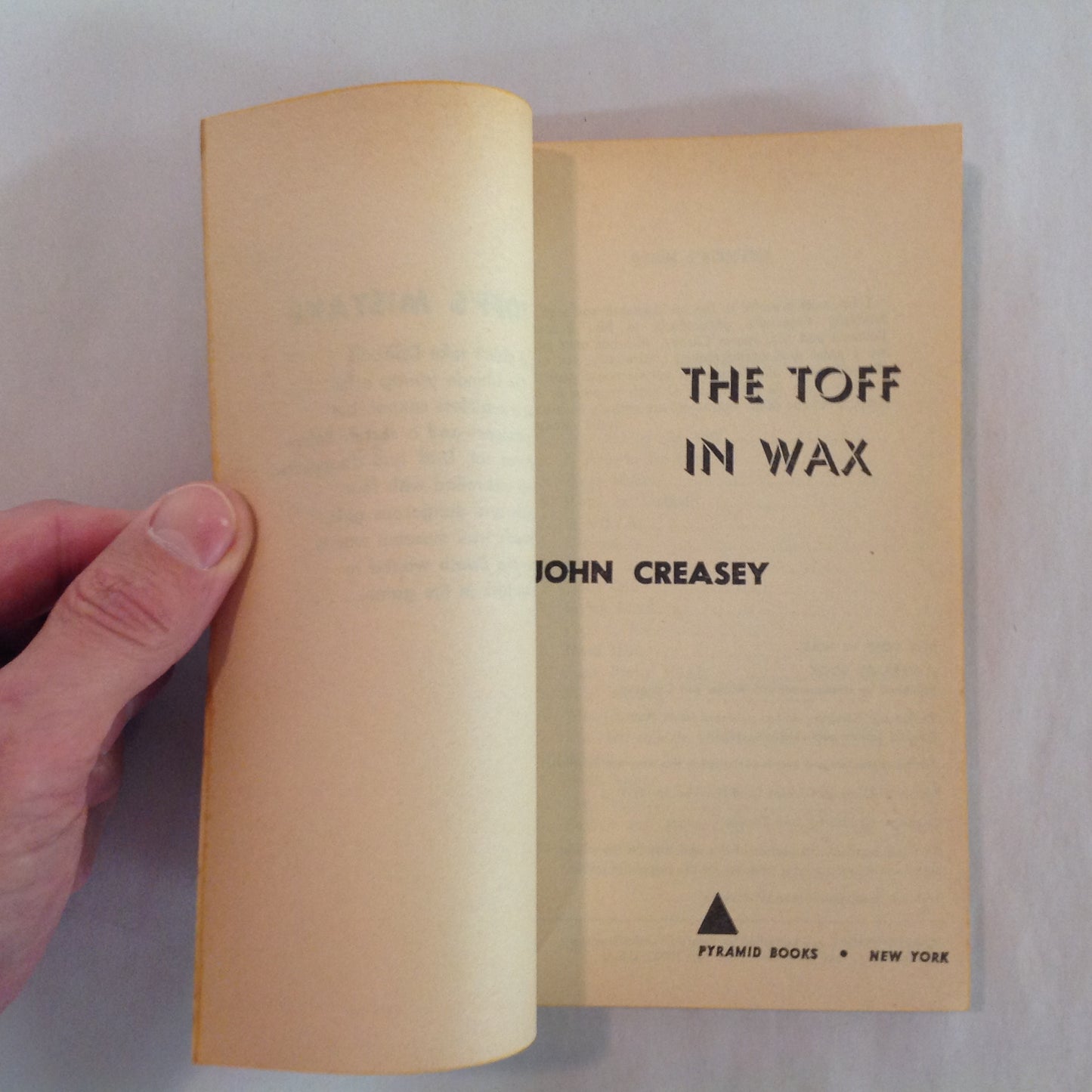 Vintage 1968 Mass Market Paperback The Toff in Wax John Creasey Pyramid First Edition