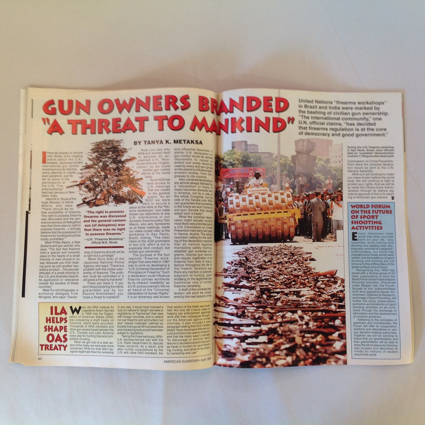 Vintage Apr 1998 American Guardian Magazine NRA Journal 2nd Gun Secrets Fanny Pack Carry Tips