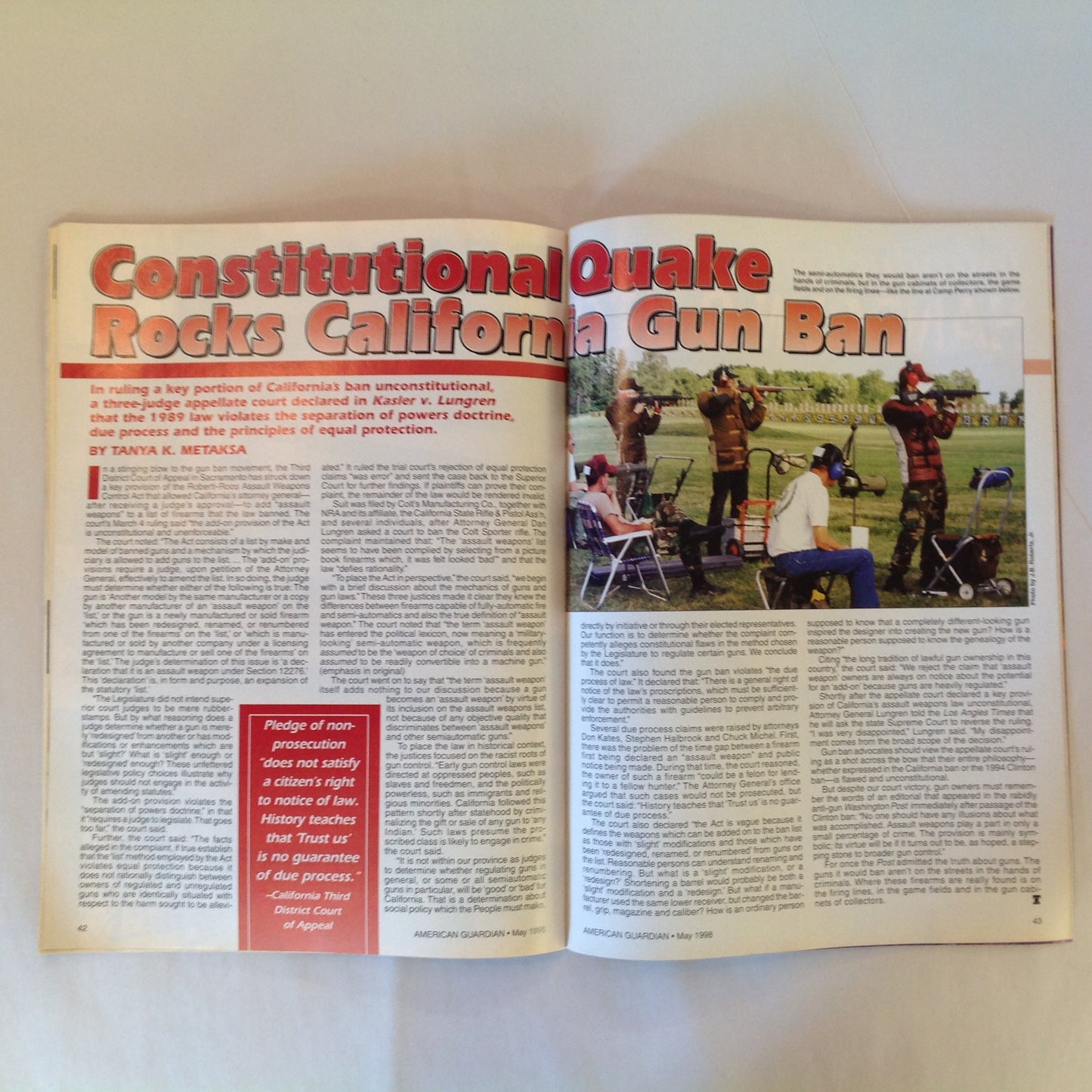 Vintage May 1998 American Guardian Magazine NRA Zero In On Accuracy Pocket Holster Options New Guns for '98