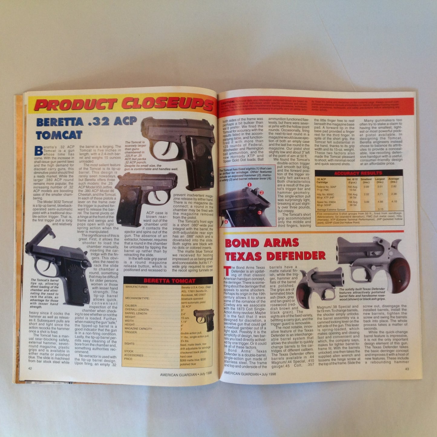 Vintage Jul 1998 American Guardian Magazine 2nd Amendment Security In the Woods Pistols That Act Like Revolvers