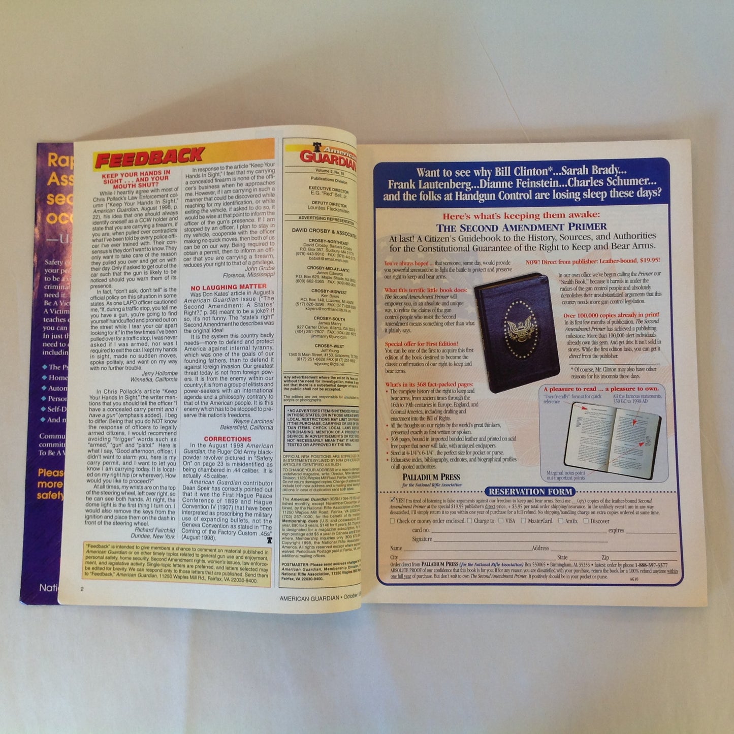 Vintage Oct 1998 American Guardian Magazine NRA Journal Ask Them to Share the Load!