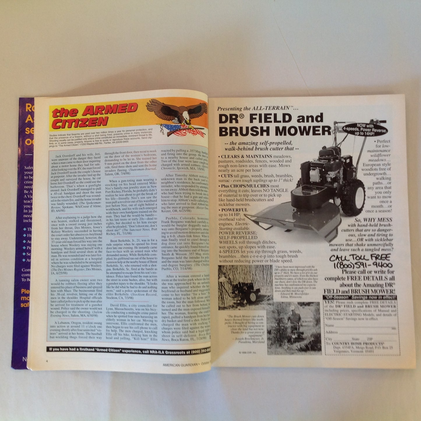 Vintage Oct 1998 American Guardian Magazine NRA Journal Ask Them to Share the Load!
