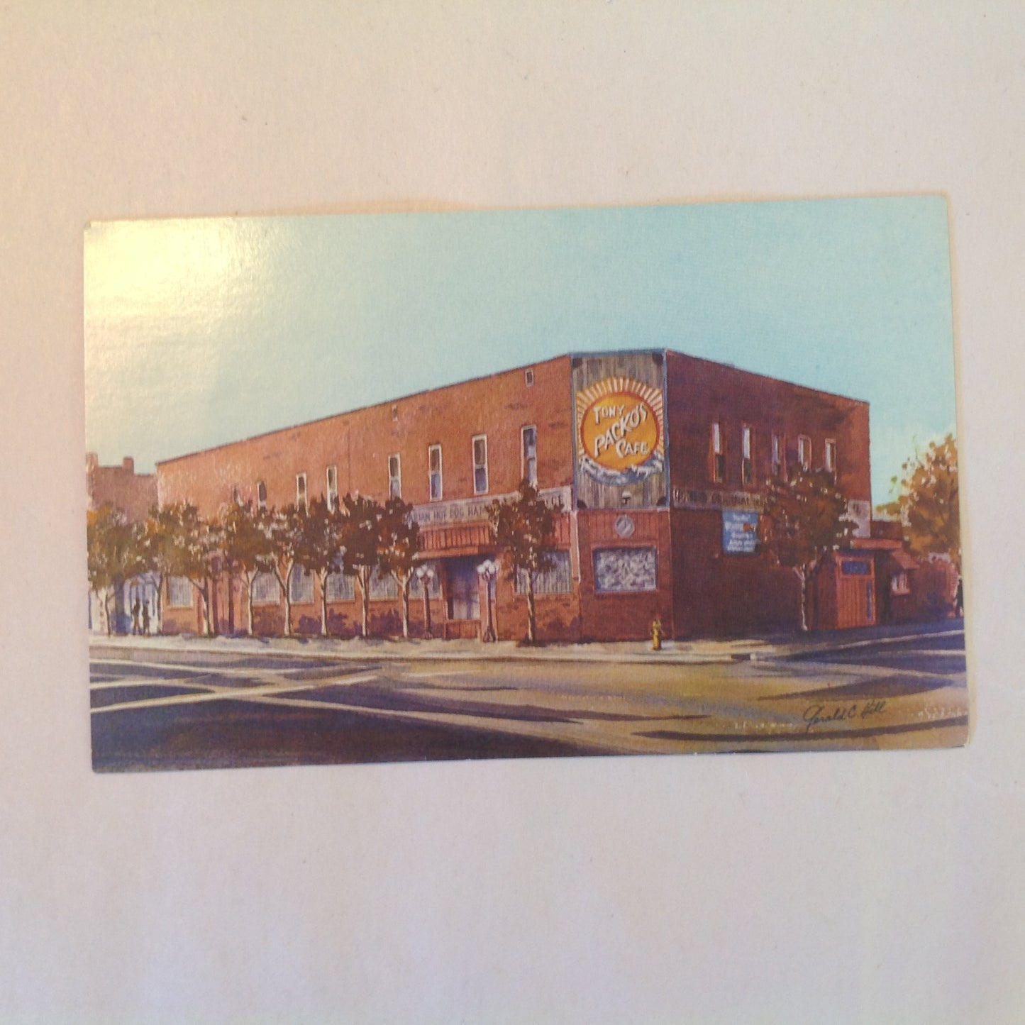 Vintage Souvenir Postcard Tony Packo's Cafe Toledo Ohio Gerald Hill Painting Packo's Hot Dog