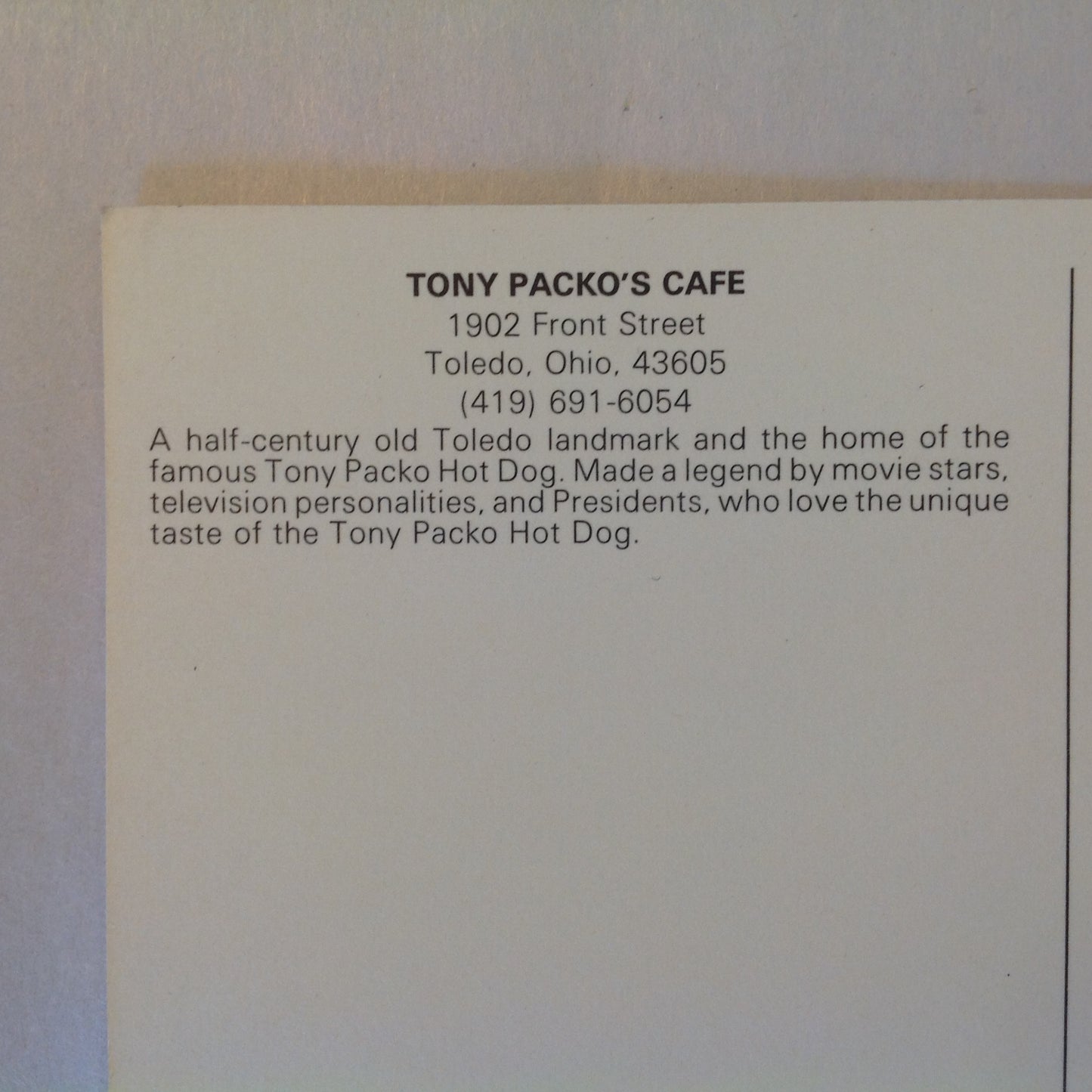 Vintage Souvenir Postcard Tony Packo's Cafe Toledo Ohio Gerald Hill Painting Packo's Hot Dog