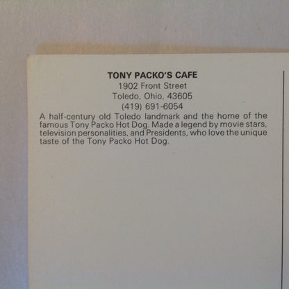 Vintage Souvenir Postcard Tony Packo's Cafe Toledo Ohio Gerald Hill Painting Packo's Hot Dog