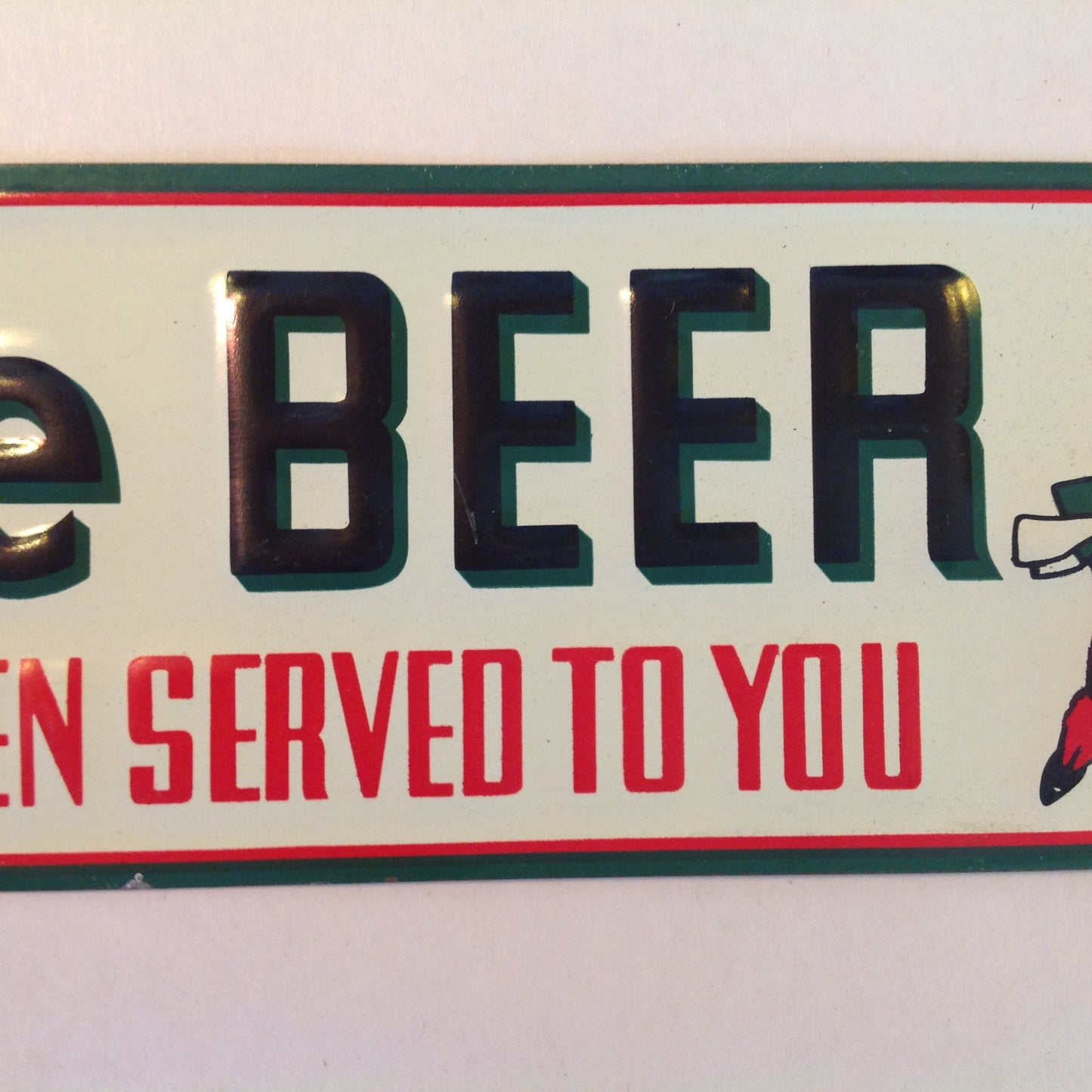 Vintage 1950's-60's Enamel Paint Metal Door Handle Push Plate Sign Buckeye Beer "Picks You Up!"