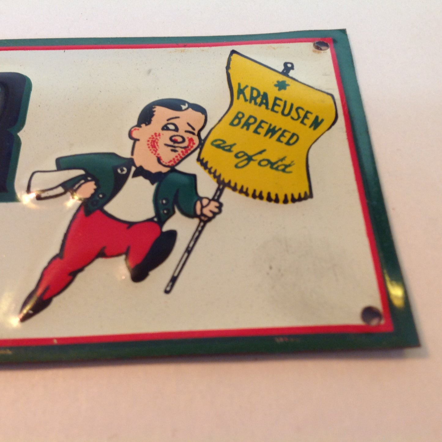 Vintage 1950's-60's Enamel Paint Metal Door Handle Push Plate Sign Buckeye Beer "Picks You Up!"
