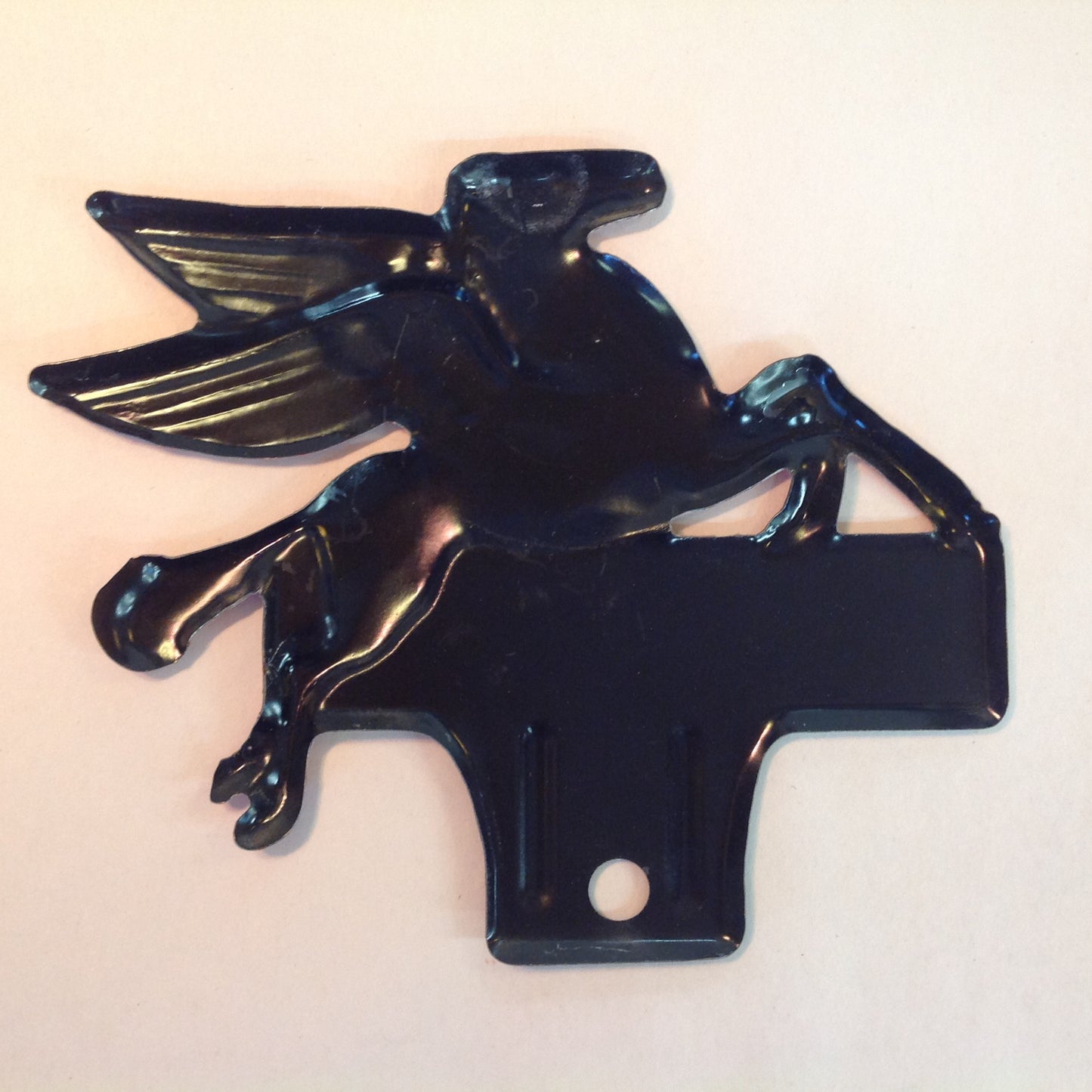 Vintage 1950's-60's Enamel Painted Gas Plate Topper Mobil Drive Safely Red Pegasus