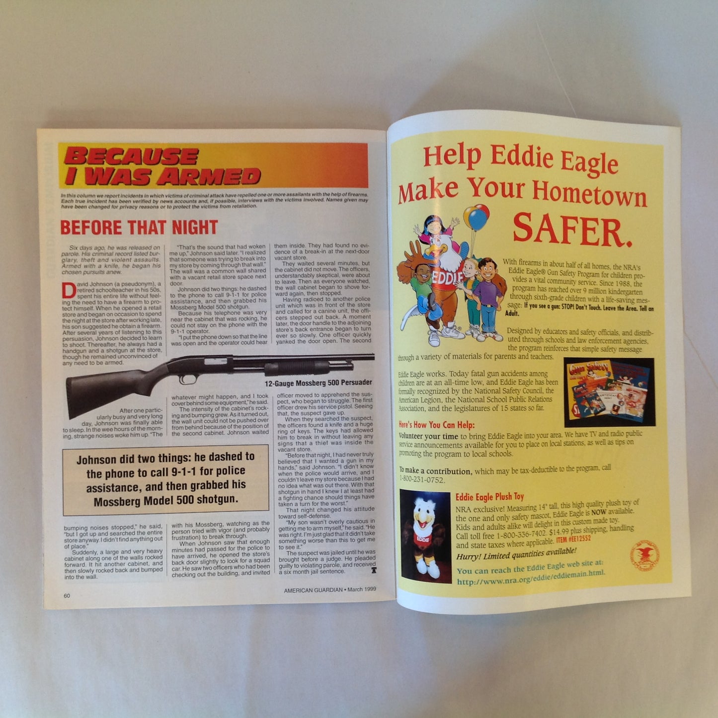 Vintage Mar 1999 American Guardian Magazine NRA Live News Official Journal