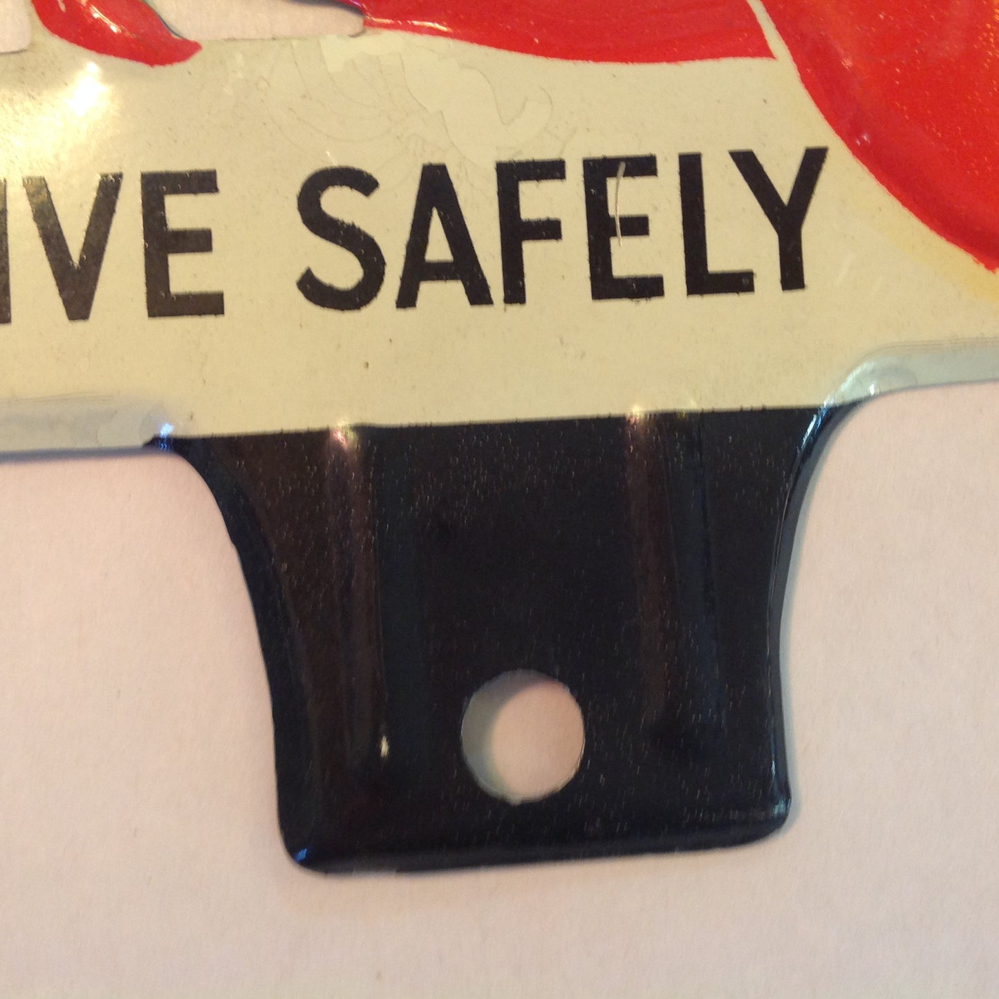 Vintage 1950's-60's Enamel Painted Gas Plate Topper Mobil Drive Safely Red Pegasus