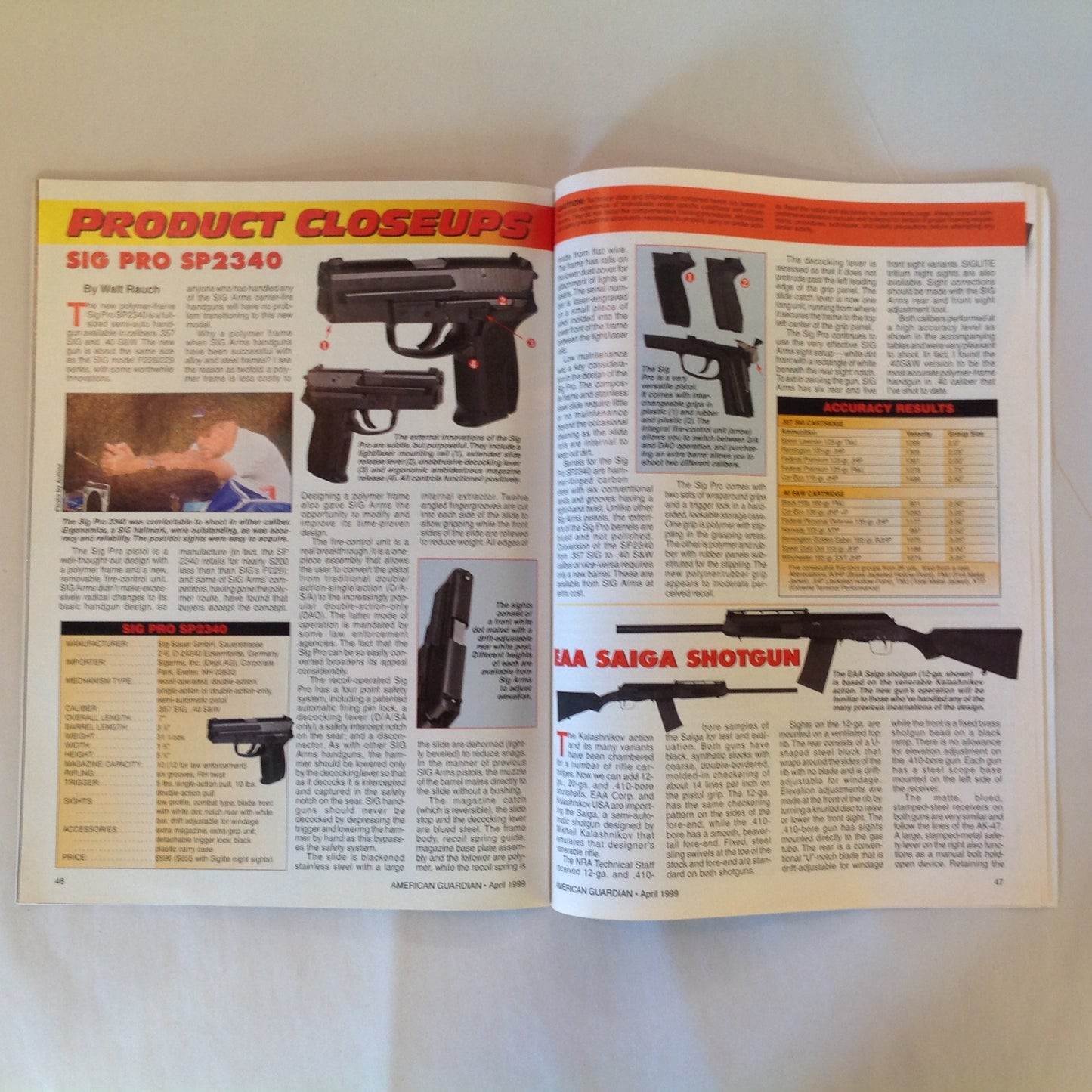 Vintage Apr 1999 American Guardian Magazine NRA Journal New Guns & Gear for '99