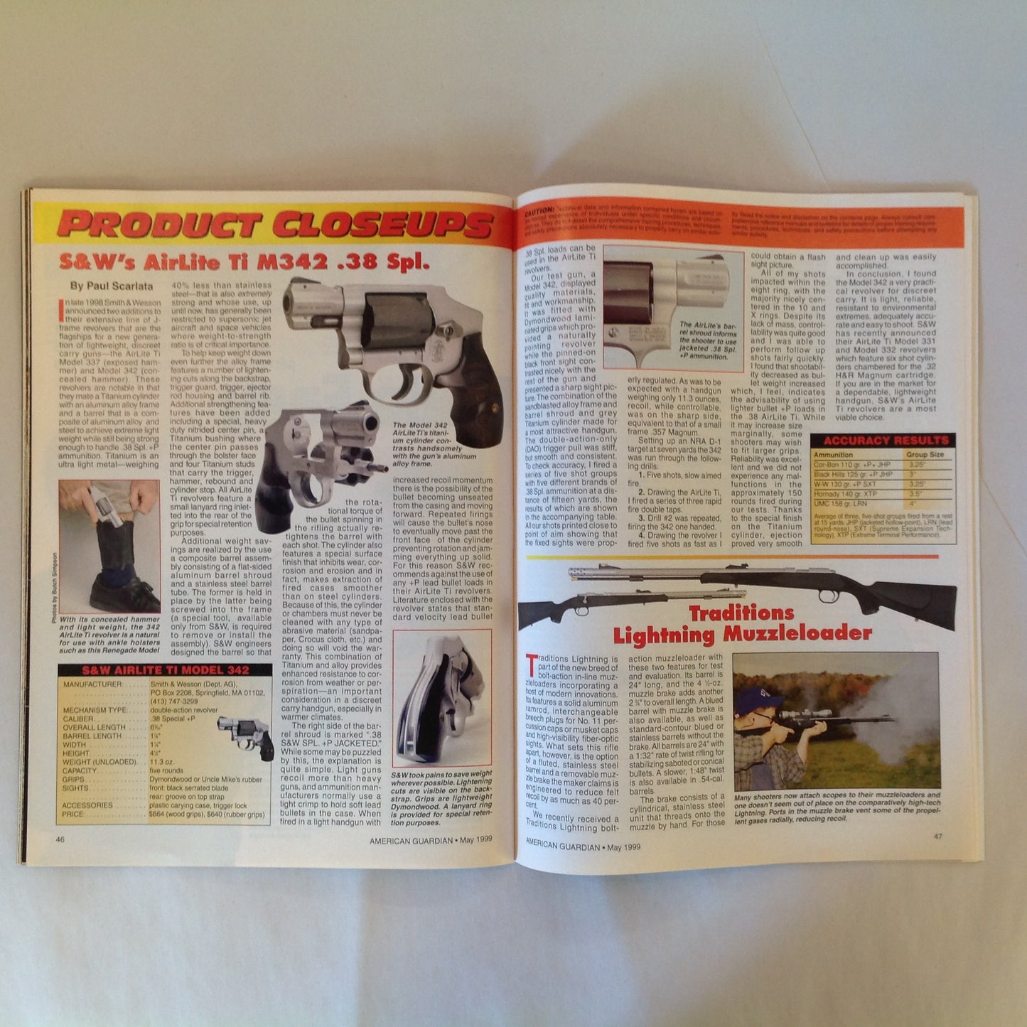 Vintage May 1999 American Guardian Magazine NRA Journal Hired Guns Vs. Your Guns