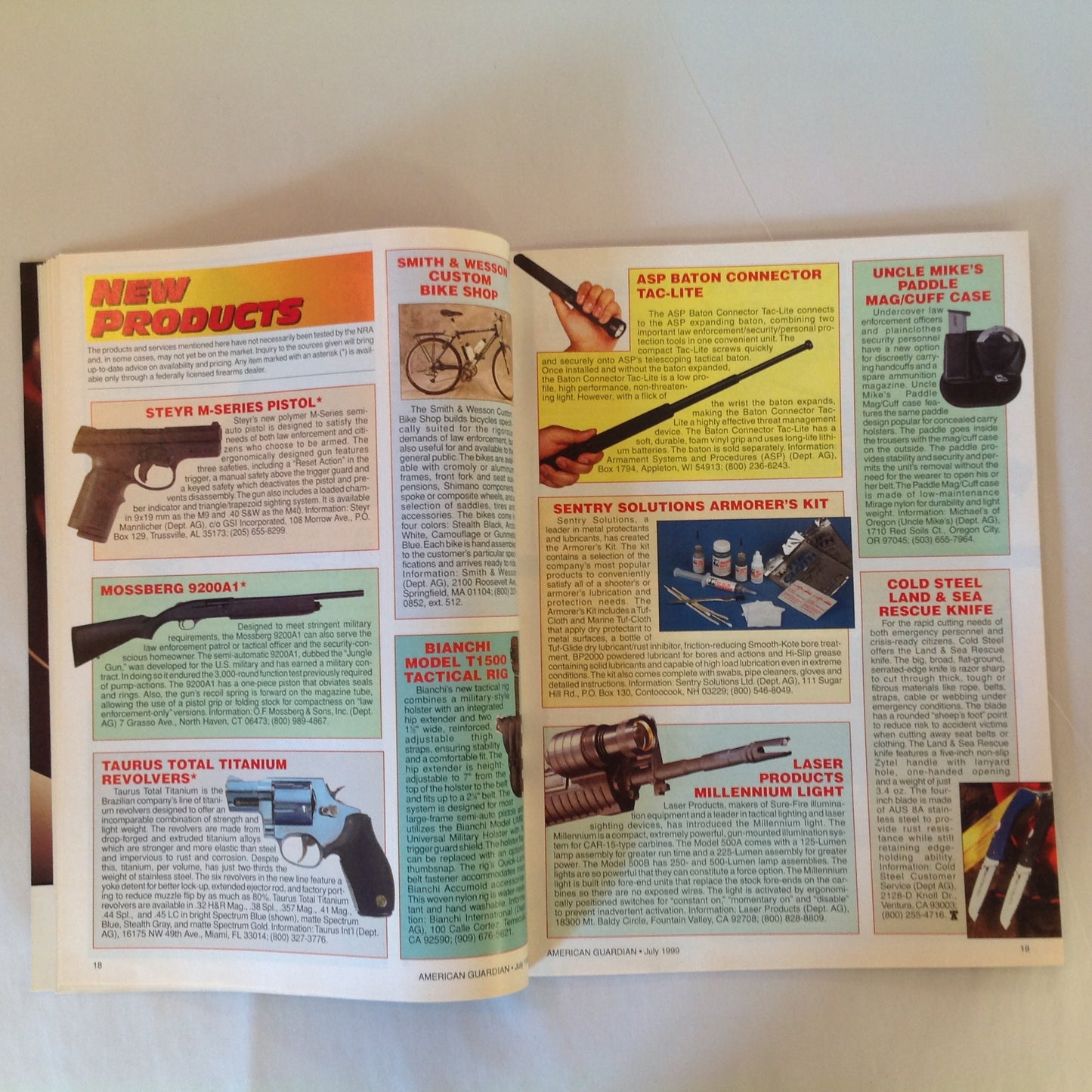 Vintage Jul 1999 American Guardian Magazine NRA Journal Trends in Law Enforcement Handguns Firearms Training Facilities Secrets of Concealed Carry