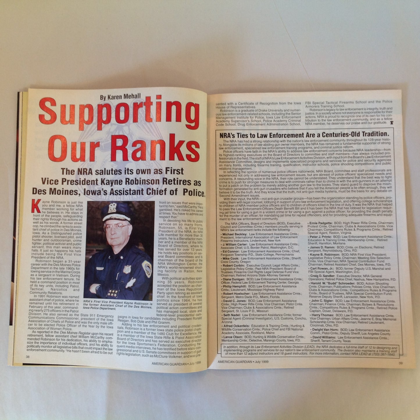 Vintage Jul 1999 American Guardian Magazine NRA Journal Trends in Law Enforcement Handguns Firearms Training Facilities Secrets of Concealed Carry