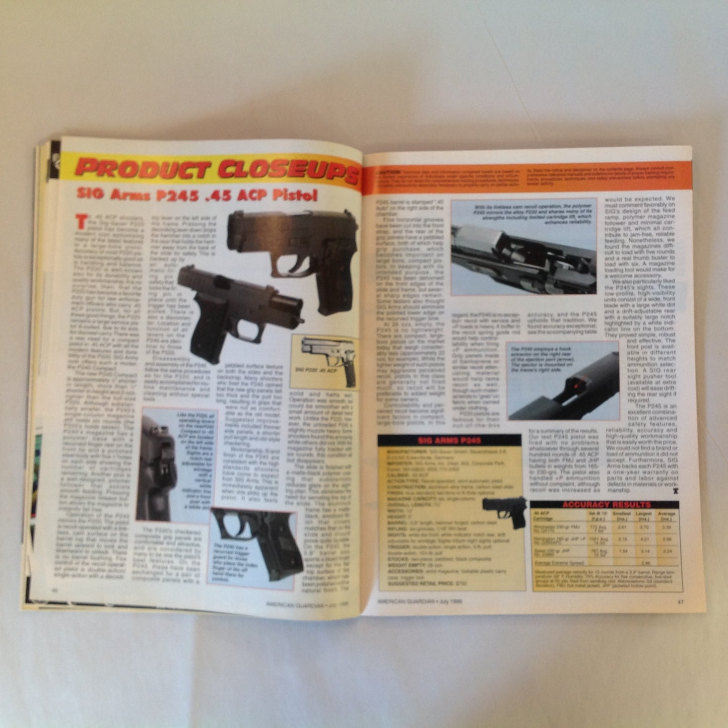Vintage Jul 1999 American Guardian Magazine NRA Journal Trends in Law Enforcement Handguns Firearms Training Facilities Secrets of Concealed Carry