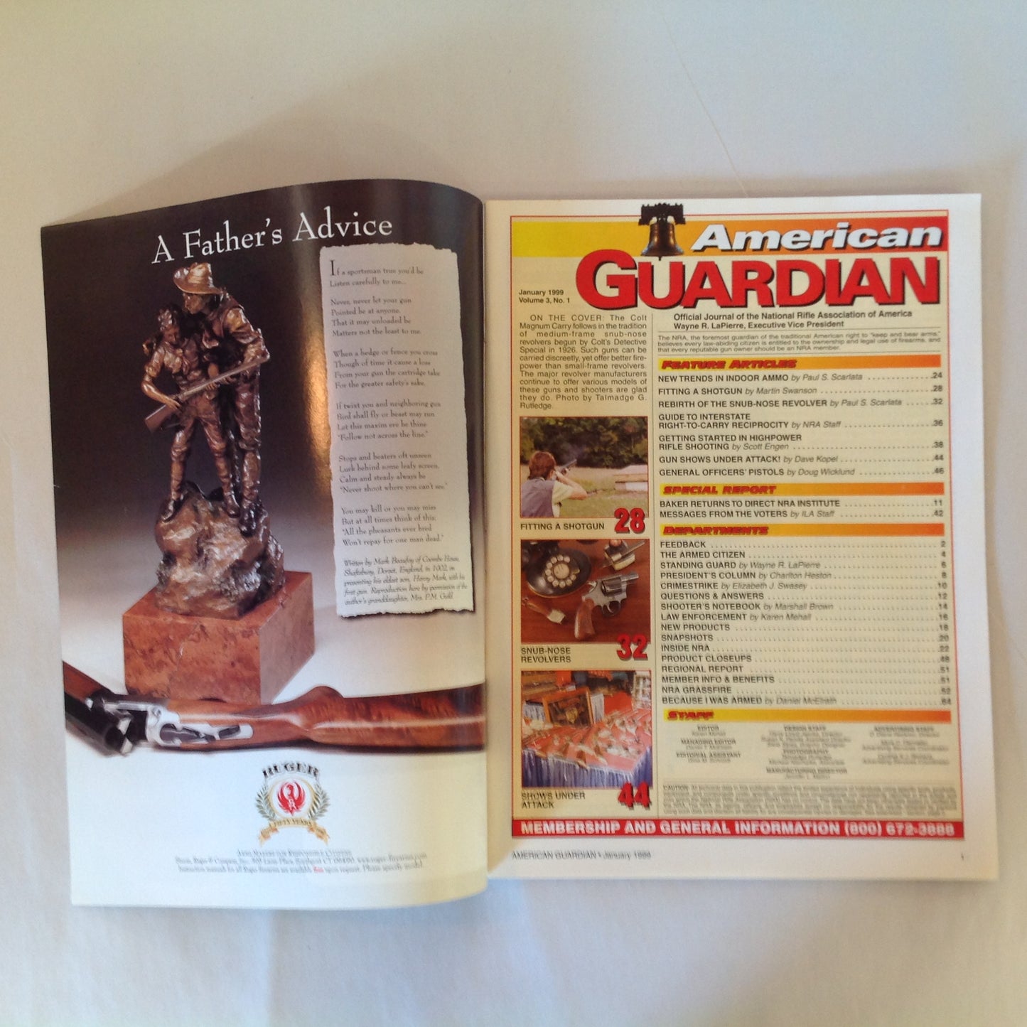 Vintage Jan 1999 American Guardian Rebirth of Snub-Nose Revolver Guns Shows Under Attack! New Trends in Indoor Ammo Highpower Rifles