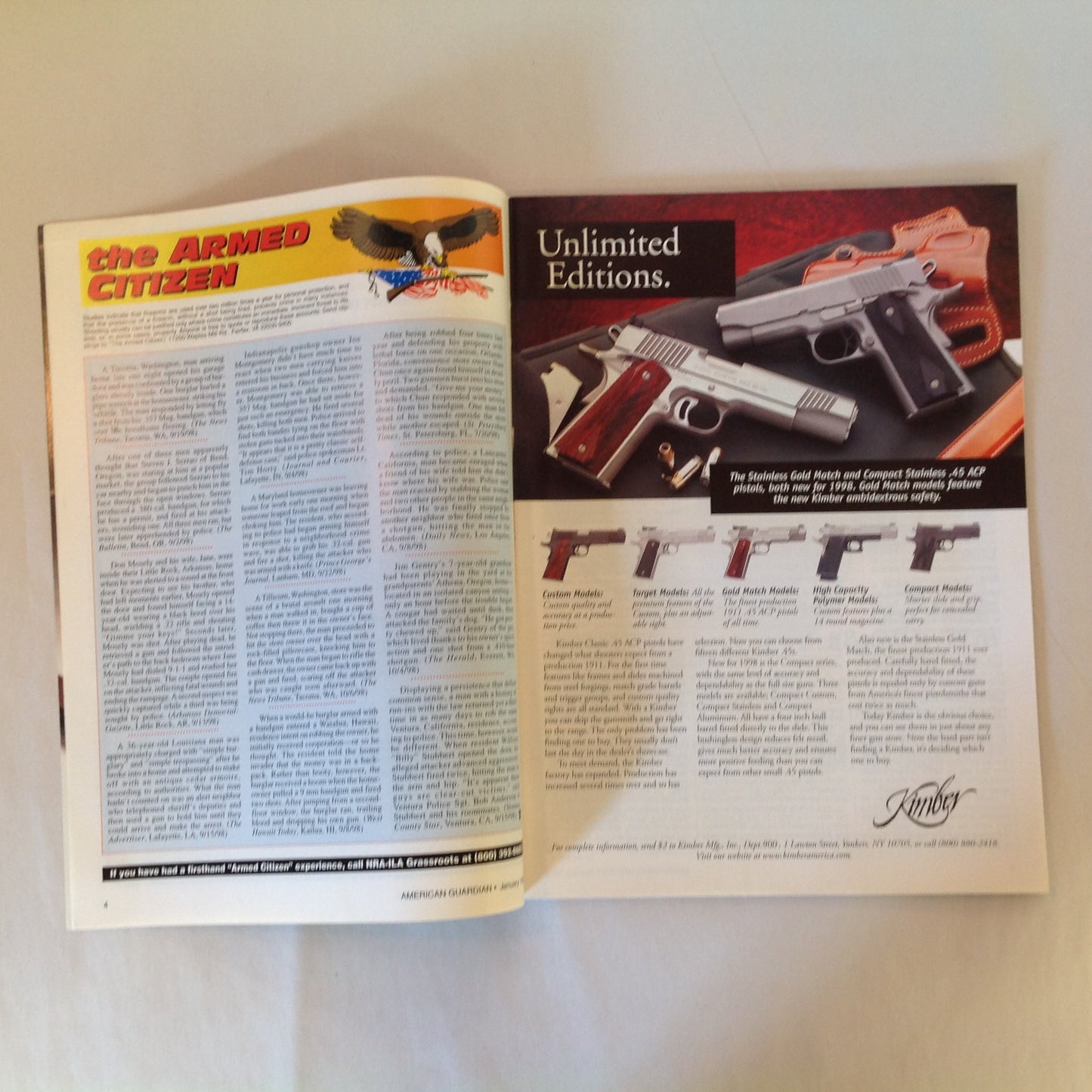 Vintage Jan 1999 American Guardian Rebirth of Snub-Nose Revolver Guns Shows Under Attack! New Trends in Indoor Ammo Highpower Rifles